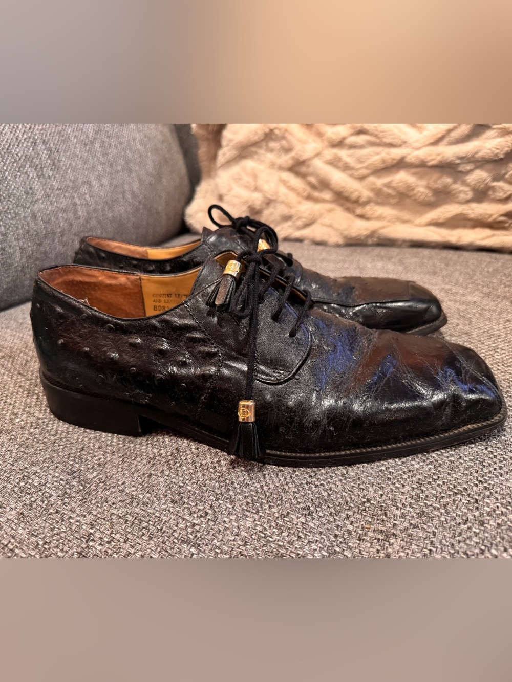 Giorgio Brutini Black Leather Tassel Lace-Up Derbys men’s size 10